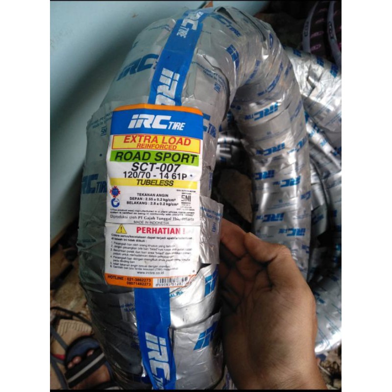 Ban tubeles matic IRC ukuran 120/70 ring 14 gratis Pentil.