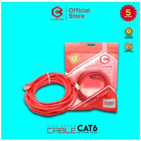 Cable lan cyborg 5 meter cat 6 6e utp shield metal gigabit network 24awg - Kabel internet rj45 cat6e 5m 1Gbps