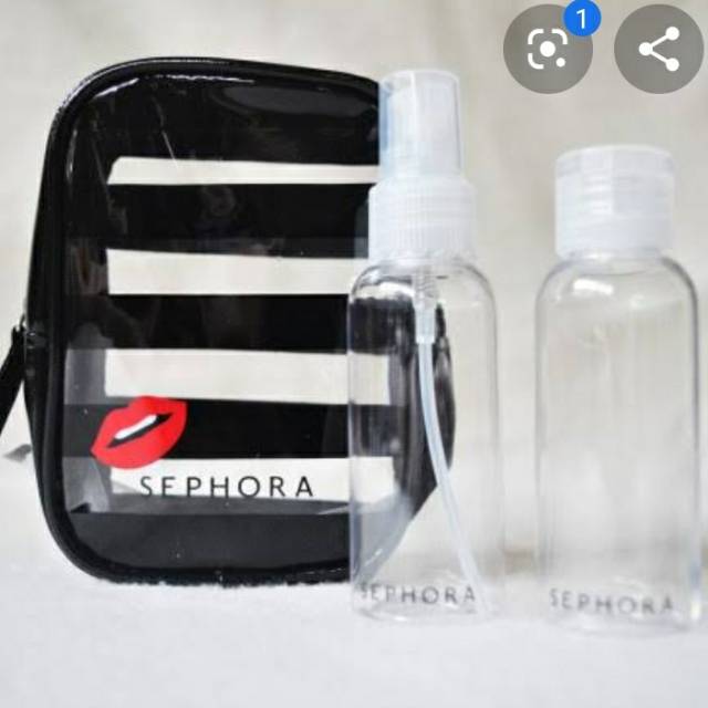 Sephora pouch and bottle