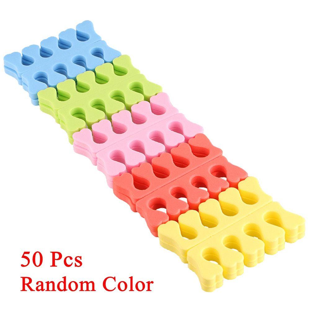 Top 50Pcs Warna Random Pemisah Jari Jari Jari Jari Kecantikan Pedicure Busa Spons Lembut