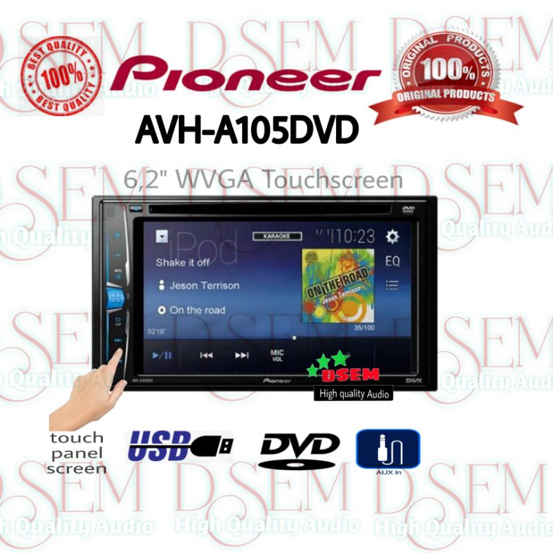 Pioneer AVH A-105DVD Tape Mobil AVH 105 DVD Double Din Head Unit