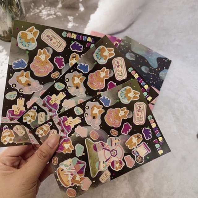 

CARNIVAL FAIR A6 STICKER SHEET (sticker journaling/ bujo corgi carnival)