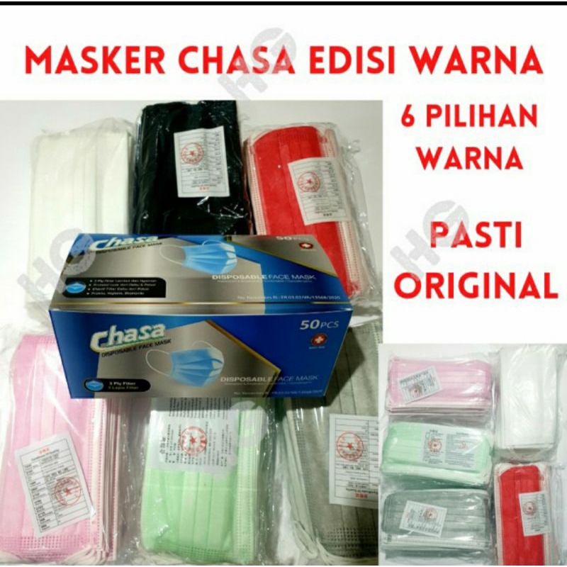 MASKER EARLOOP 3PLY ONECARE CHASA AKKO EDISI WARNA ISI 50PCS