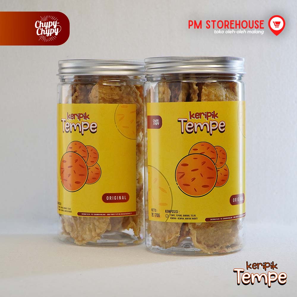 Keripik Tempe Original Super Renyah Chypy Asli Malang - Kemasan Toples