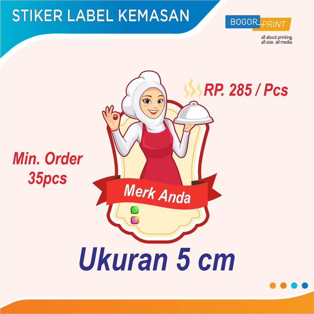 

Stiker Label Kemasan / 5cm / Sticker / Kisscut / Cutting / Custom