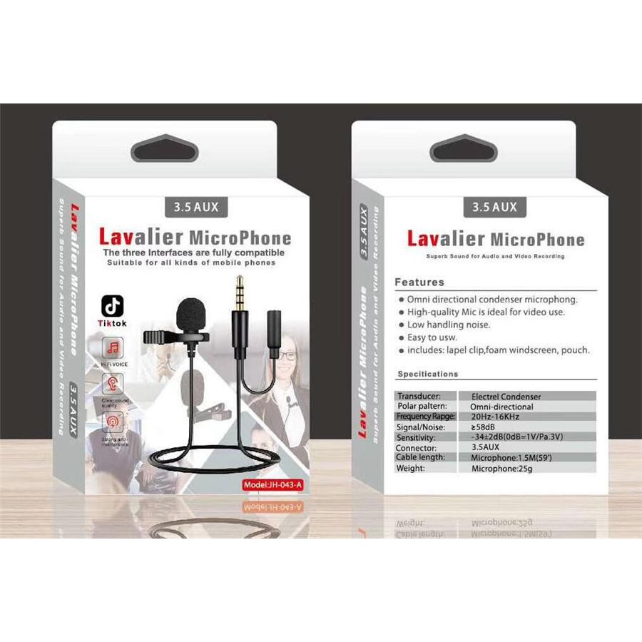 TikTok Lavalier Microphone Jack 3.5mm JH-043 Handsfree Mic Clip On Mic Youtuber Vlogger