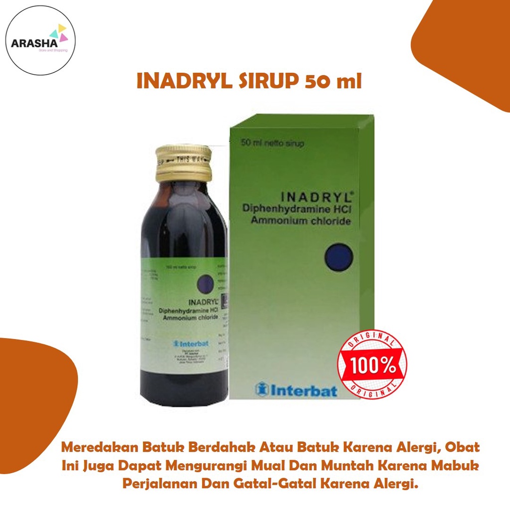 INADRYL SIRUP 50 ML Obat Batuk, Pilek, Bersin Bersin, Asma