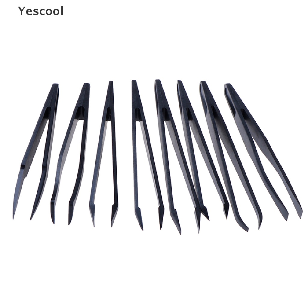 Yescool 8pcs / Set Pinset + Gunting + Pinset Anti Statis Bahan Plastik