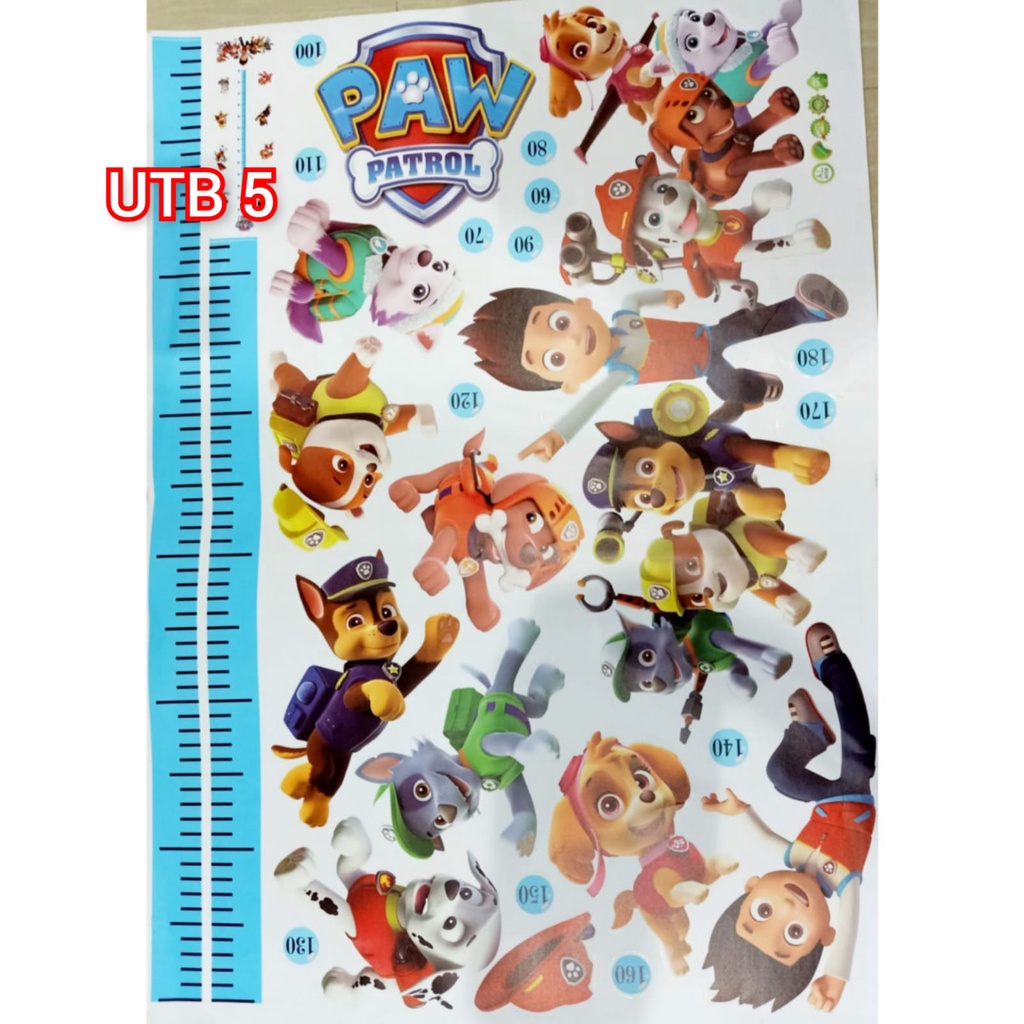 WALLSTICKER PAW PATROL UTB DOG POLISI POLICE POLIS STICKER SETIKER STIKER WALL STIKER KARAKTER KARTUN PENGUKUR TINGGI BADAN DEKORASI DINDING TEMBOK RUANG BELAJAR BERMAIN RUANG TIDUR KAMAR ANAK CEWEK COWOK PINTU LEMARI