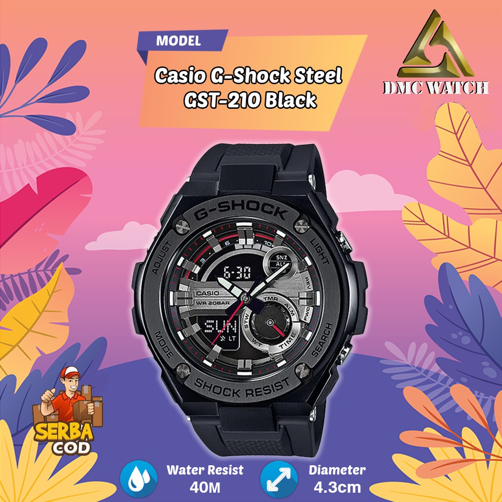 Jam Tangan Pria Casio G-Shock G-STEEL GST-210 Black Original BM