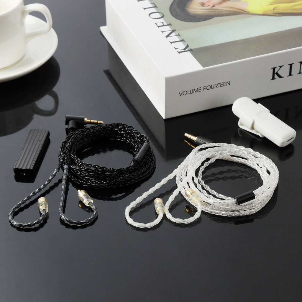 Jcally JC08S 5N 8 Core Kabel Upgrade HIFI Lapis Silver Dengan MIC 3.5mm Plug MMCX / 2Pin 0.78 Untuk KZ ZST EDX EDA