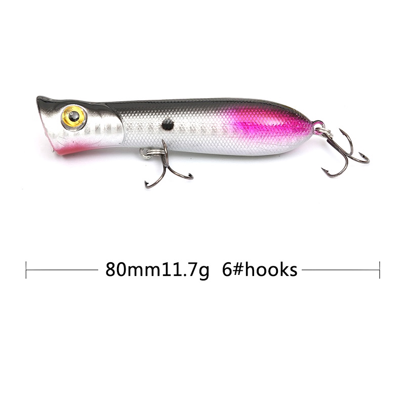 10Pcs Popper Fishing Lure 8cm/11.7g Swimbait Umpan Pancing Swimbait Ikan Bass Bait Minnow Floating