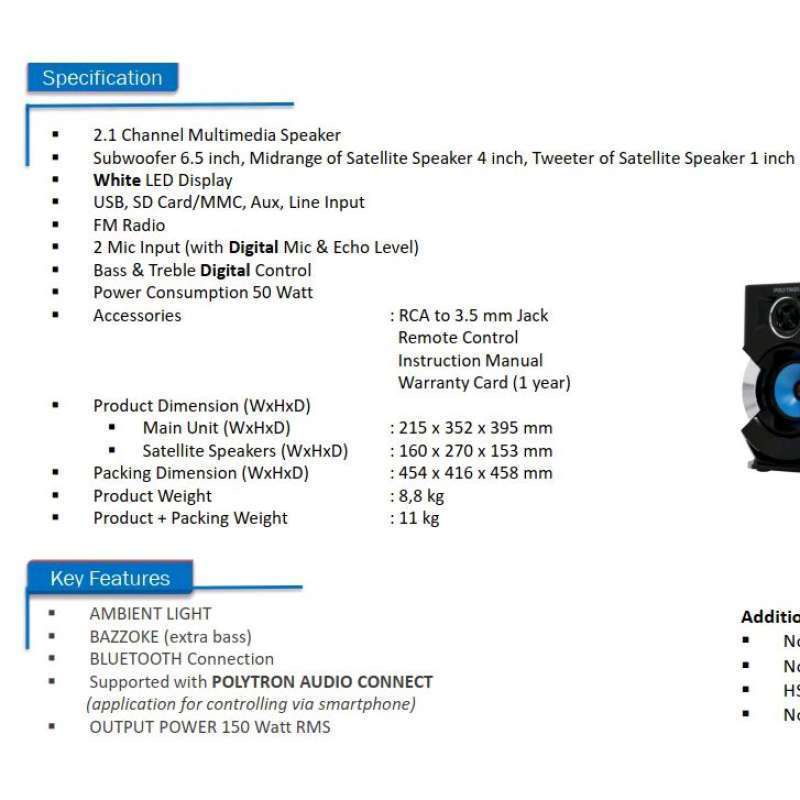 Speaker POlytron PMA 9507 / BA PMA9507 Bluetooth Mic in