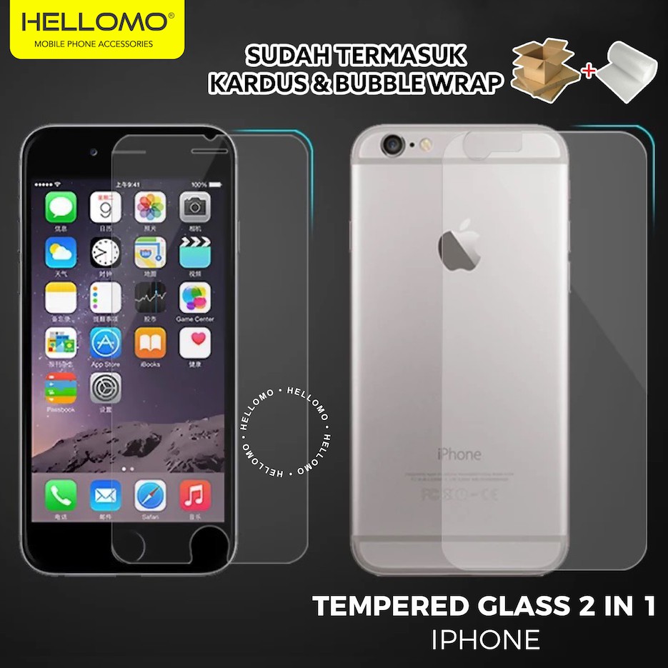 Tempered Glass Depan Belakang iPhone Screen Protector Front Back iPhone Anti Gores Pelindung Layar