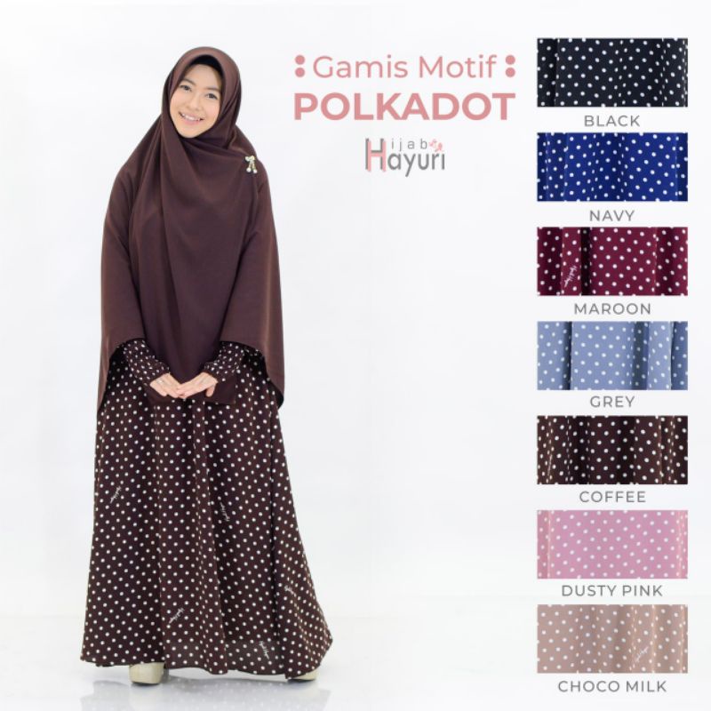 gamis motif polkadot