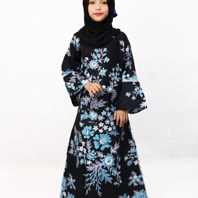 Batik couple keluarga modern terbaru set couple batik keluarga gamis jumbo cibulan biru-Gamis anak