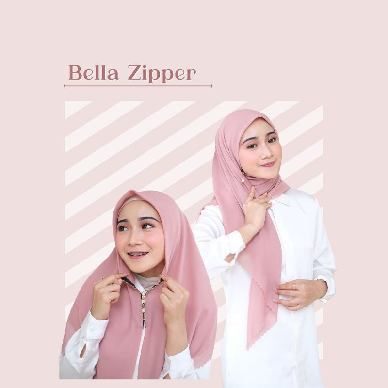 Bella Square Zipper Resleting/ Hijab instan kekinian