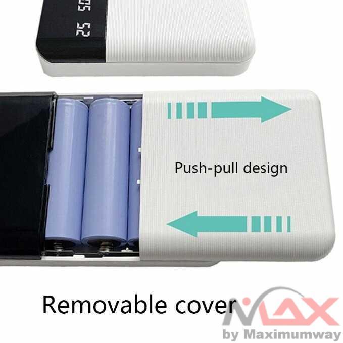 TERBAIK DIY Power Bank Case LCD Display Rakit sendiri dengan isi 4 x 18650 batre Built-in Cable BSB1