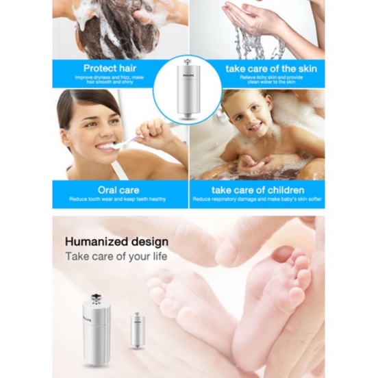 Philips Water AWP1775WH Shower Filter 3-Stage Water Softener, Double Mesh Filtration KDF Material