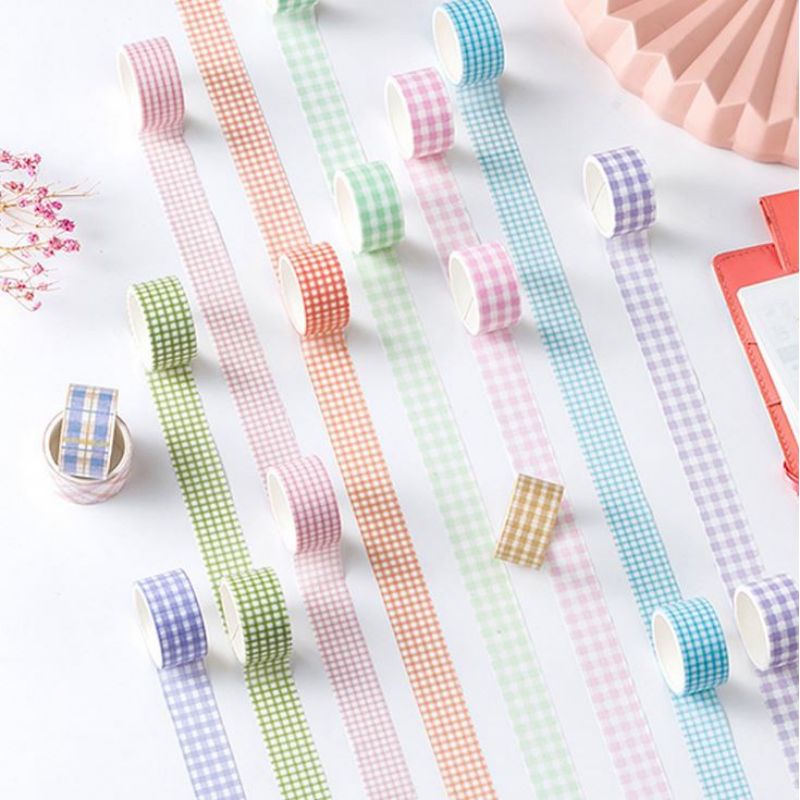 

4 rol/set washi tape Basic Grid wide 20mm untuk deco bujo scrapbook diary jurnal data catatan