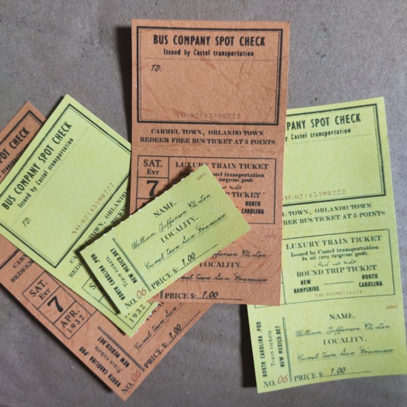 

30 tiket bus jurnal sobekan untuk dekorasi