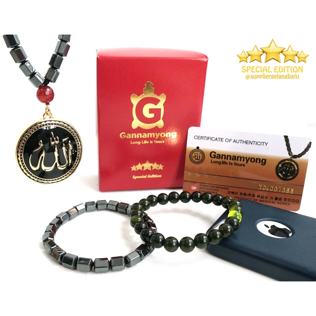 BLACK JADE GANNAMYONG TASBIH LAFAZ ARAB HITAM GOLD 99 BUTIR AZHIKRA