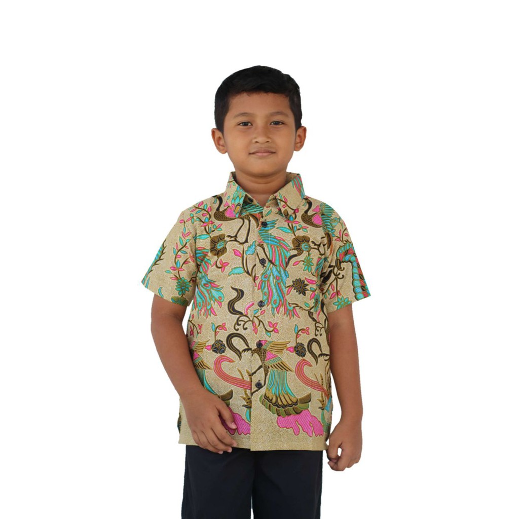 BATIK COUPLE ANAK  TERBARU-Hem Merak tosca