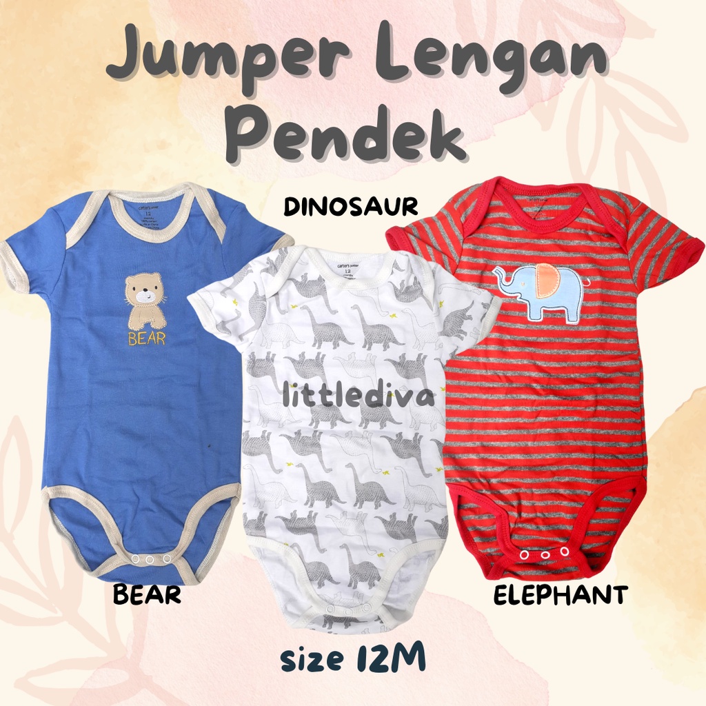 Jumper lengan pendek Boy bodysuit baju bayi  body suit cater Motif Cowo