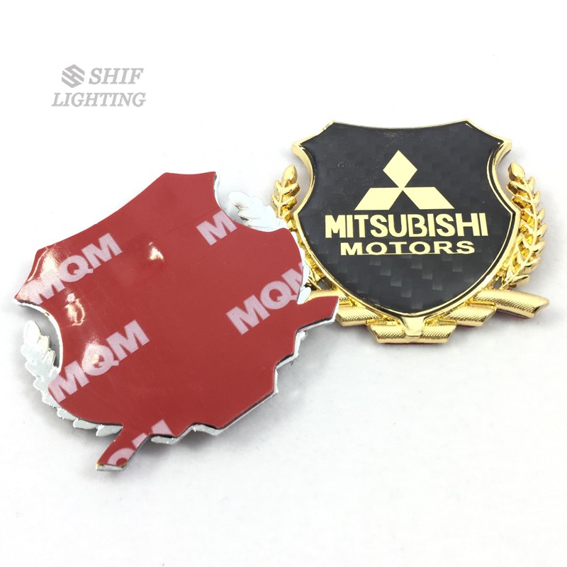 1pc Stiker Emblem Logo MITSUBISHI Bahan Metal Carbon Fiber Untuk Jendela Bagasi Mobil