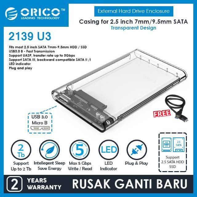 Casing Hardisk External HDD Case 2.5&quot; USB 3.0 - ORICO 2139U3 ORIGINAL