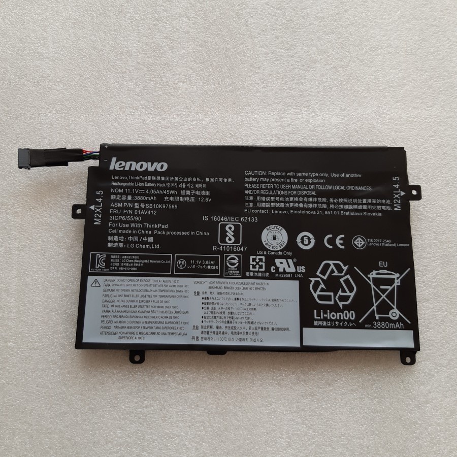 Baterai Laptop Lenovo Thinkpad E470 E470C E475 E475C 01AV411 01AV412