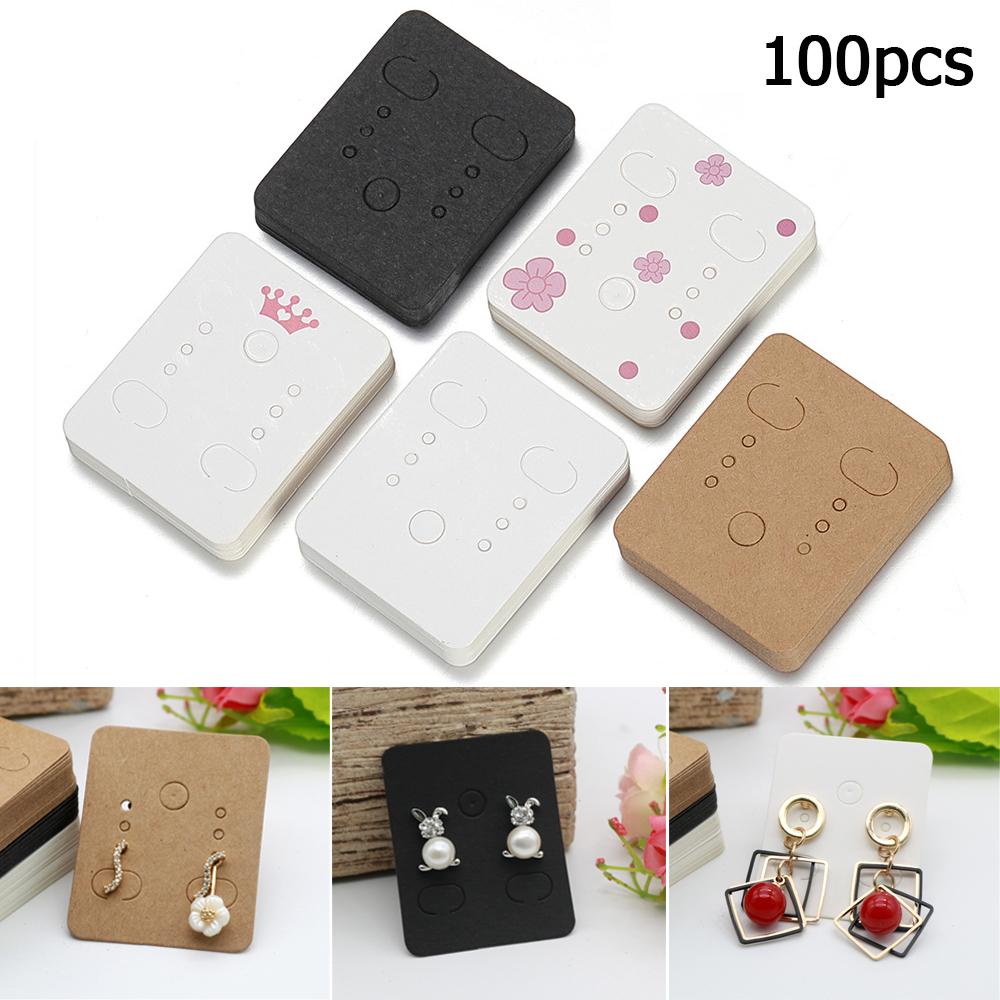 Lily 100pcs Holder Kartu Display Anting 3.8x4.8 cm Putih Kosong DIY Ear Studs