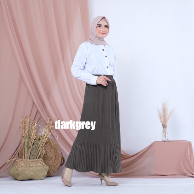 8141 BD - ROK LIDI PLISKET ABG MUSLIM MURAH PLEATED SKIRT MAXY FLARE MAYUNG MURAH POLOS PANJANG