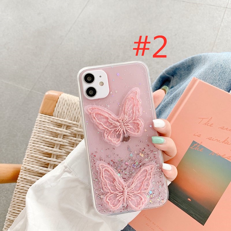 Nice Embroidered Butterfly Silicone Soft Case HP OPPO A95 A74 A36 A96 Realme C20 C21 8 9i Reno 7Z VIVO V20 V21E Xiaomi Redmi Note 10 11 Pro