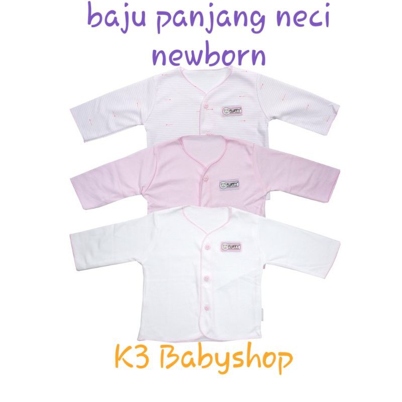 NB Baju Panjang Neci Fluffy newborn pink putih white piyama bayi baju anak SNI