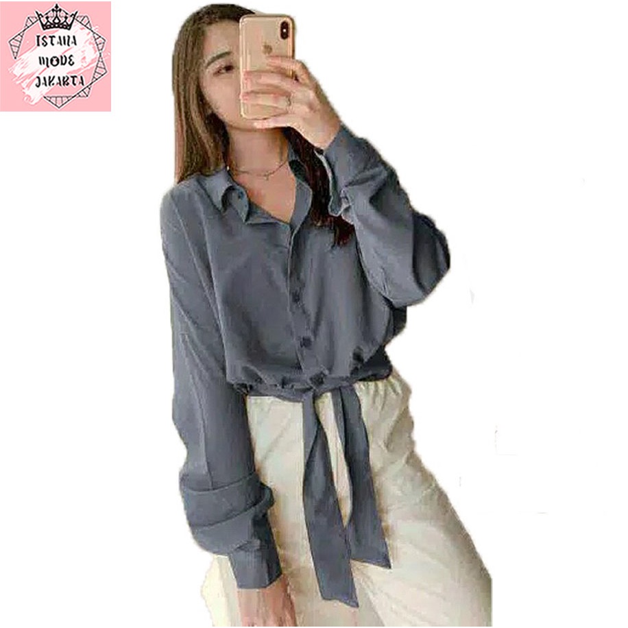 ISTANA MODE JAKARTA Miami Baju Atasan Wanita Lengan Panjang Kemeja Wanita Moscrepe-4