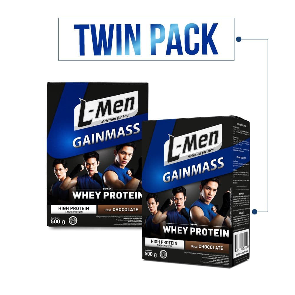 

PROMO TWIN PACK: L-MEN GAIN MASS CHOCOLATE 500GR TERMURAH