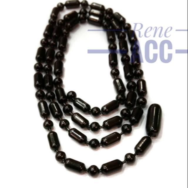 Kalung Titanium Biji Lada Bambu Hitam Black stainlessteel