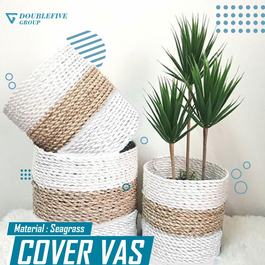 Keranjang Anyaman isi 3. Cover Pot, Keranjang Seagrass, Hiasan Anyam (size 20,17,15) / COVER POT