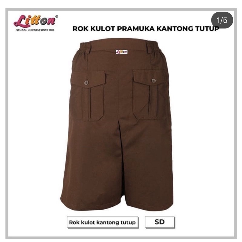 Rok kulot pramuka putri pendek karet pinggang famatex Litton no.1-12/ celana rok coklat