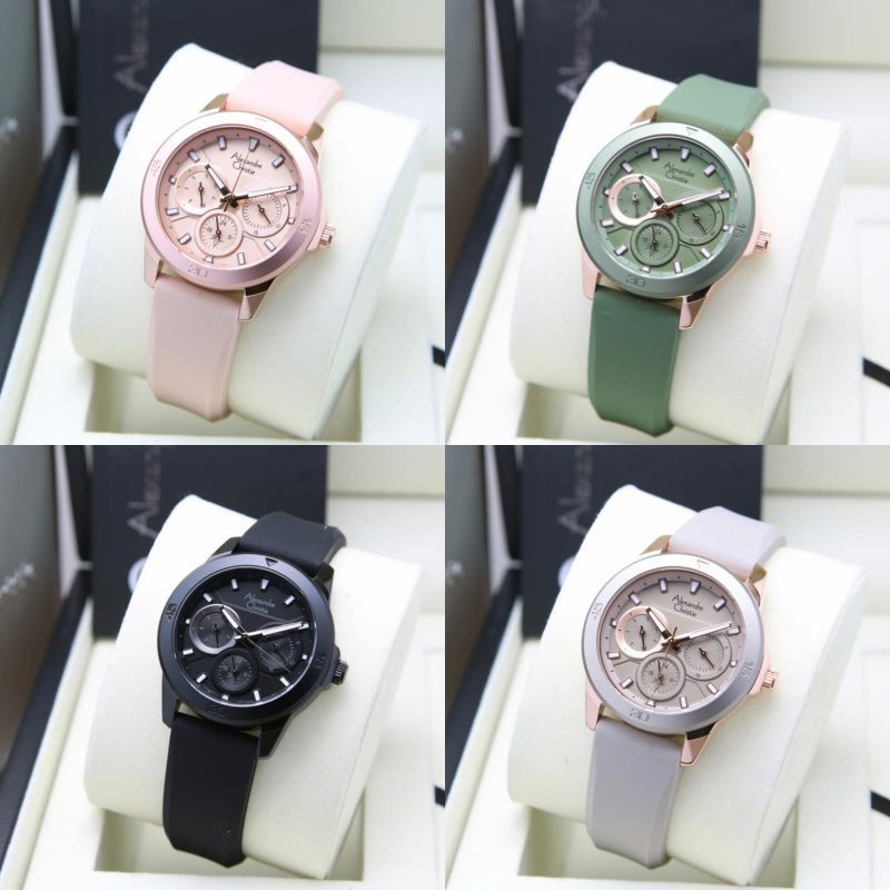 Alexandre Christie AC 2967 Multifunction Wanita Rubber Strap Original