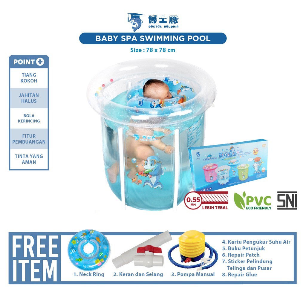 Baby Spa - Kolam Renang Bayi Baby Flow Cozy Transparan Full Gambar - Swimming Pool Anak Transparant doctor dolphin swim pool Square Inflatable Baby Pool / Kolam Renang Anak