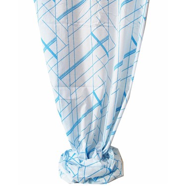 Kain katun adem motif abstrak garis biru putih