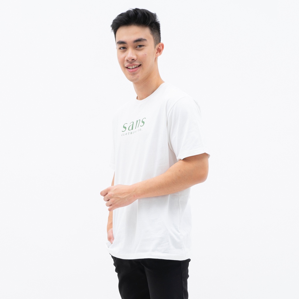 SANVANINA Kaos Putih Logo Sans Hijau Army | D-07 Sans Tee White Army