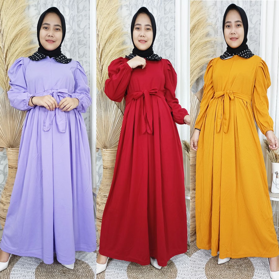 GAMIS BUSUI SELENA KERAH POLKADOT TANGAN KERUT GL FASHION