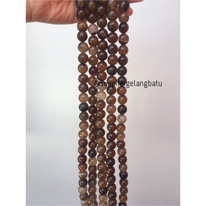 bahan manau 14mm coklat putih onyx bahan carnelian gelang kalung brown necklackle pendant jewelry