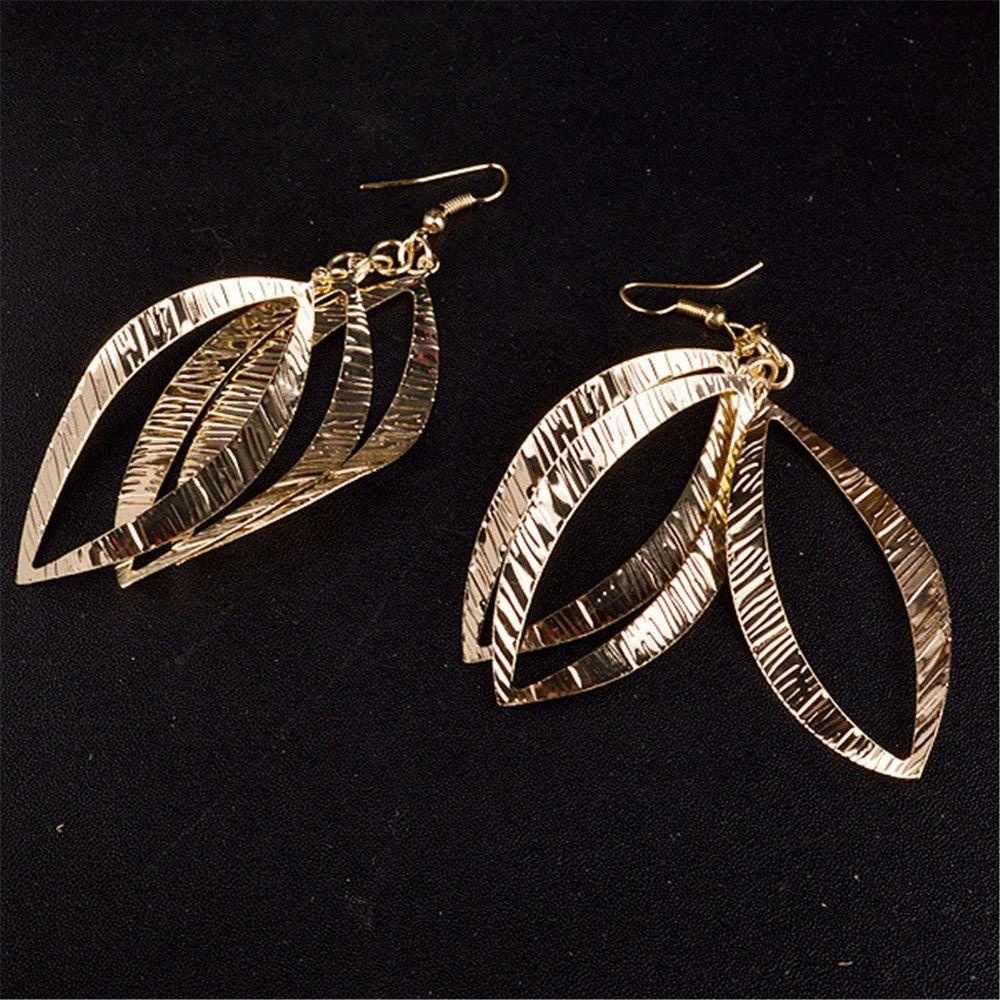 R-bunga Daun Anting Untuk Wanita Perhiasan Retro Emas Perak