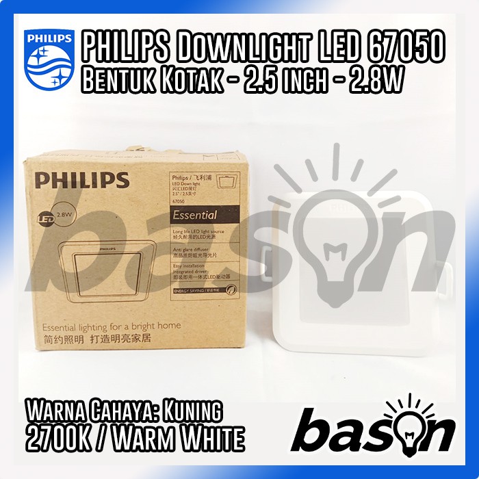 PHILIPS Downlight LED 67050 2.5&quot; Square 2.8W recessed LED