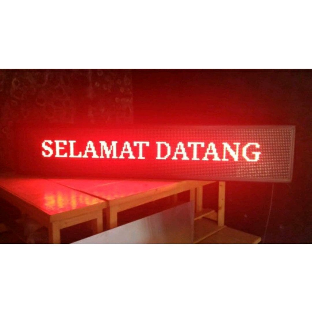 LED Running Text OUTDOOR, MERAH 100 cm x 20 cm + WIFI 100cm x 20cm