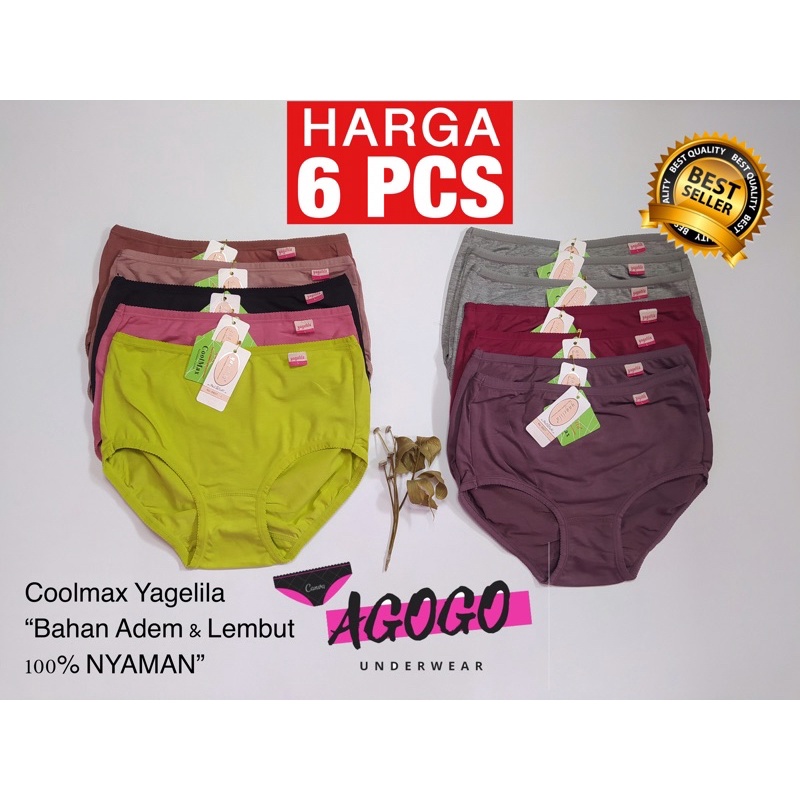 CD CoolMax Yagelila 6 PCS - CD IMPORT BAHAN KATUN LEMBUT Cd Wanita BEST SELLER